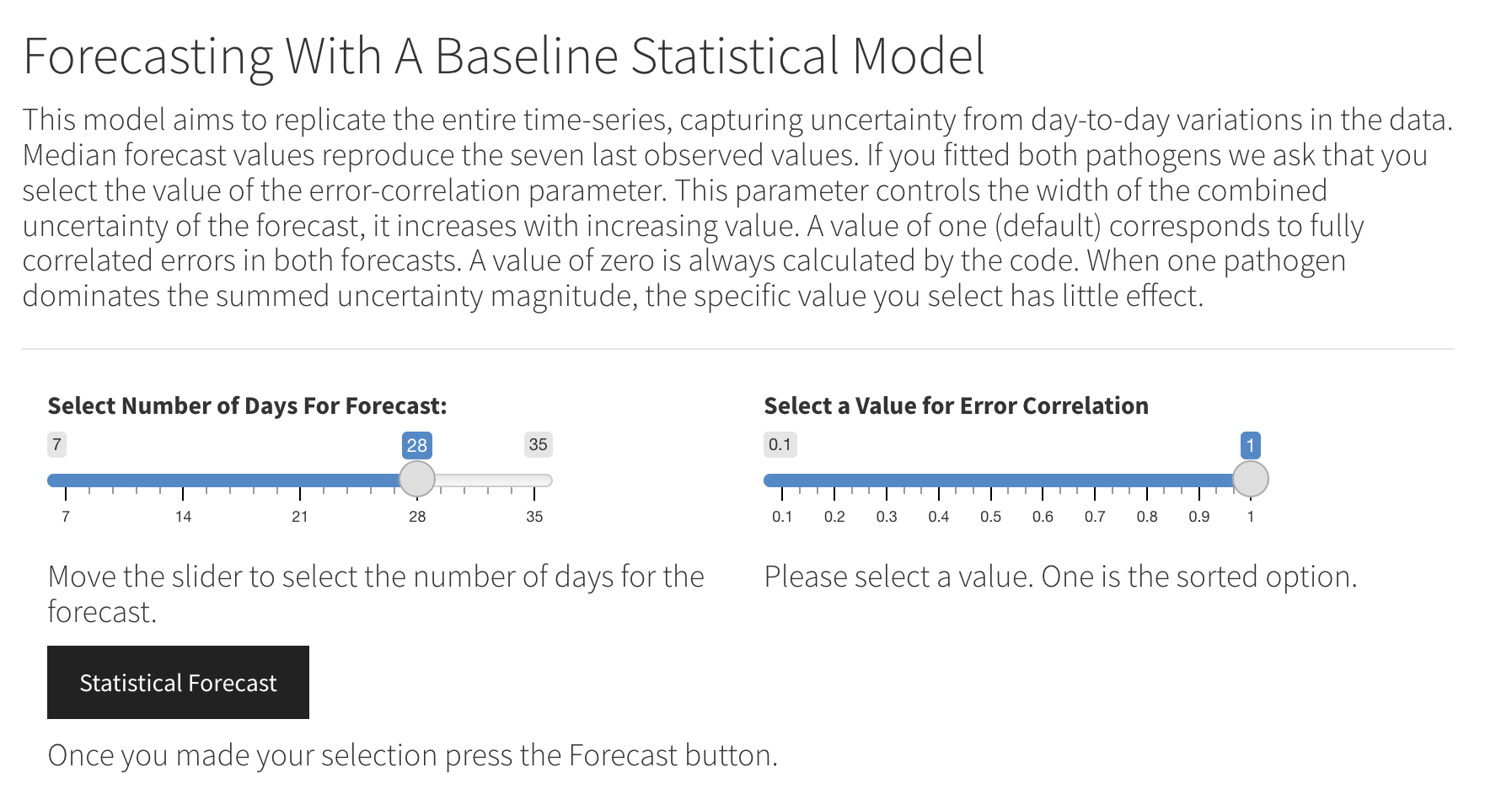 Figure 7: Setting the value of the error correlation parameter